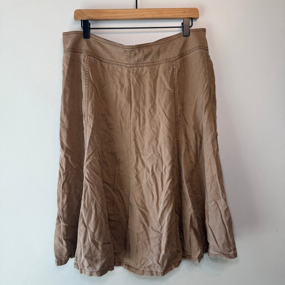 Coldwater Creek Women's Tencel Flare A-Line Midi Skirt Brown Size 16